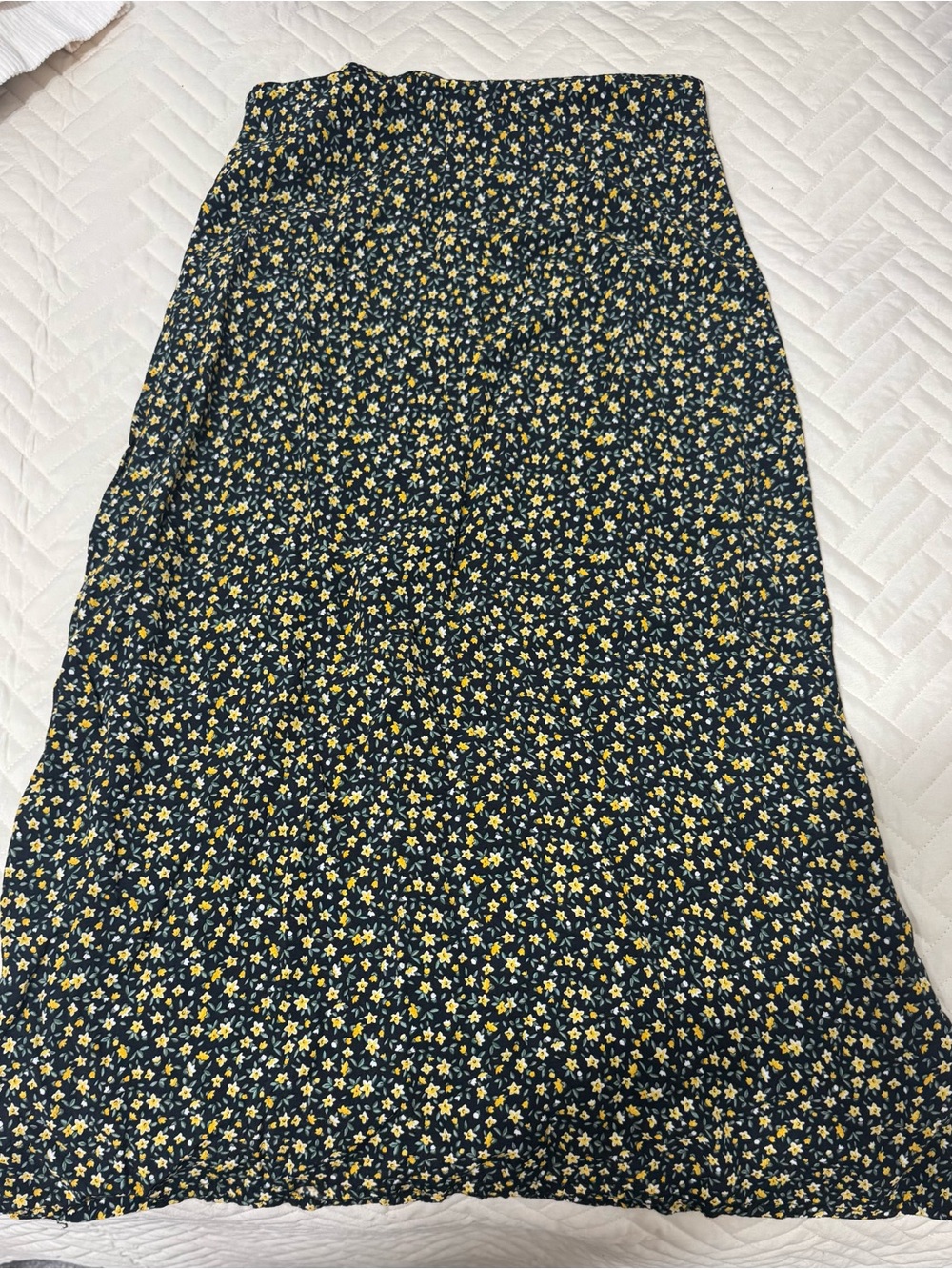 Brandy Melville Navy Floral Maxi Skirt with Yellow Ditsy Print